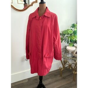 Vintage‎ Coral Red Button Down Jacket Coat Classic Minimalist Style